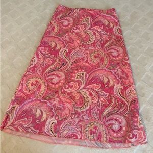 Pink printed midi skirt